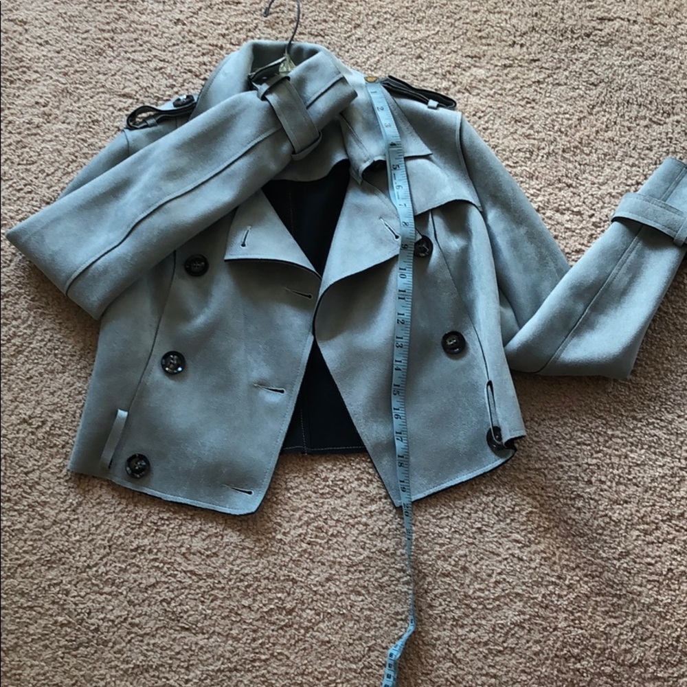 Like new slate suede moto trench coat / jacket - Picture 5 of 8